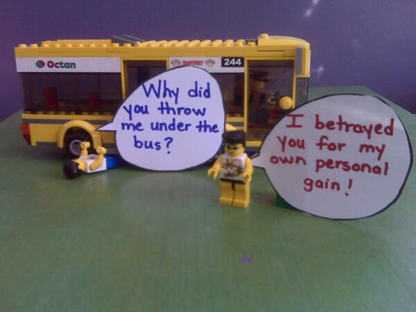 How would you react if you were actually thrown under the bus?