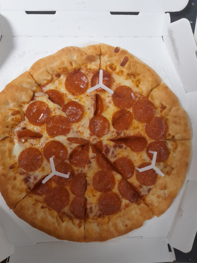 Pizza Hut, stuffed crust. Monday, July 4th.