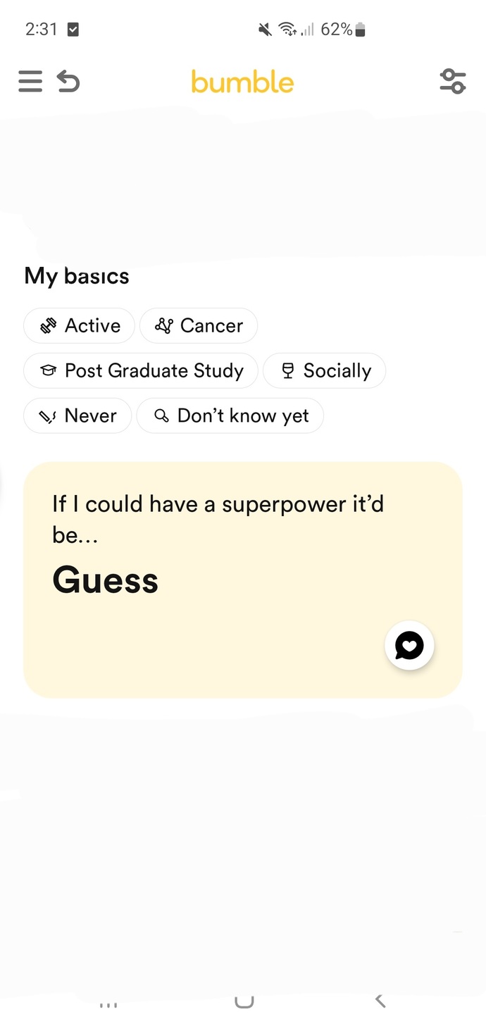 What are your thoughts on this guys bumble account? Do you think he wants matches?