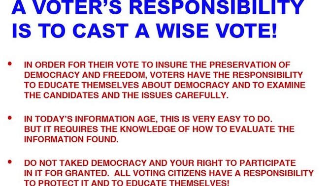 To vote should citizens be required to pass an exam about American history, American government, the candidates, and the issues?