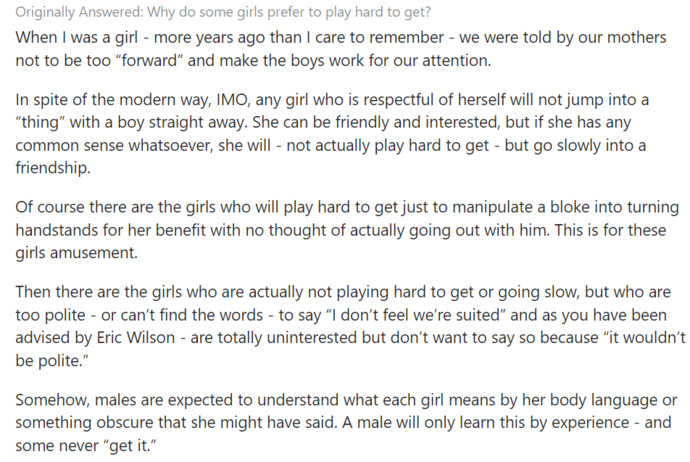 Why do some girls play hard to get? - Quora
