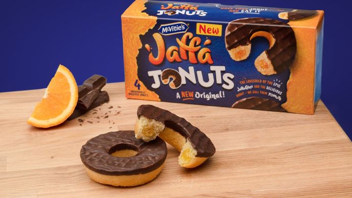 Have you had these before or seen them in the shop were you live there Jaffa cakes but doughnuts of them?