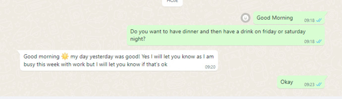 Do you think its ok after she sent this message was too bad?