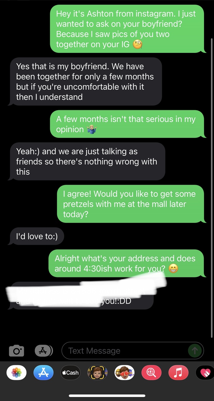 Is it okay to have friends while in a relationship with somebody? A guy from instagram just showed this screenshot of him talking to my girlfriend?