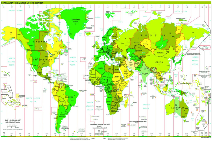 Geography Question #5 - How many standard TIME ZONES are there, and how many places deviate from their standard zone?