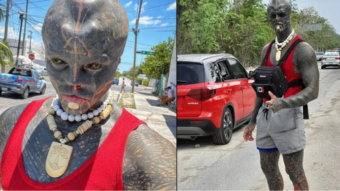 Man Transforming Into Black Alien Gets Shouted At And People Run Away From Him?