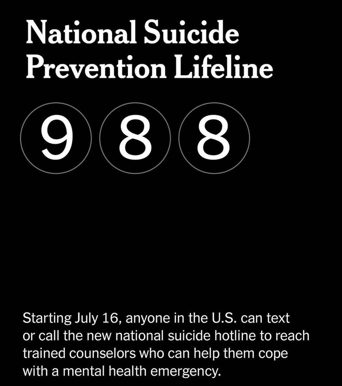 Did you know that the national suicide hotline number has changed?