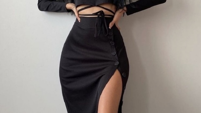 Which slit skirt outfit is “cutest”?