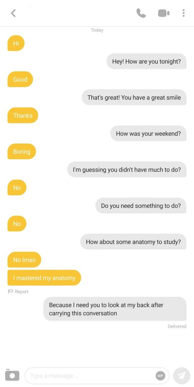 She keeps messaging me first but she sucks at holding a convo, what do I do?