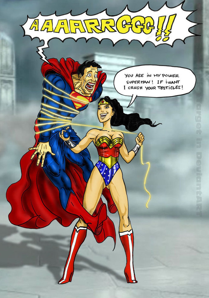 What would happen if Wonder Woman went for Superman's nuts?