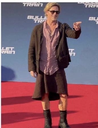Brad Pitt Wore a Skirt at the Premiere of a Movie. Who Thinks The Skirt Suits Her/Him Better, Even If This is Brad Pitt?