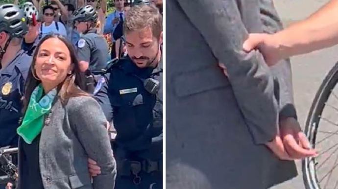 Is AOC really stupid, or was she not actually trying to make it look like shed been handcuffed?