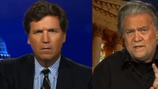 Why did Bannon go running like a little child to Sucker Carlson on FOX NEWS after getting convicted and make another Jan 6th type threat?