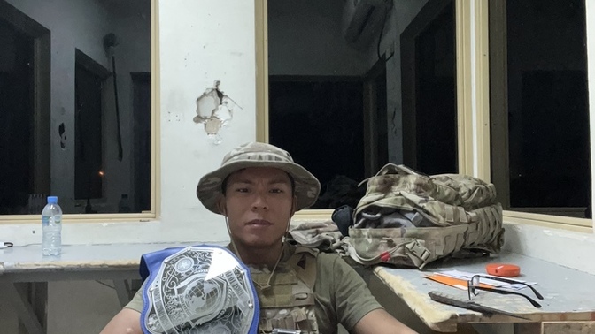 Defended by combatives champion belt! Anyone else like competing in fighting?