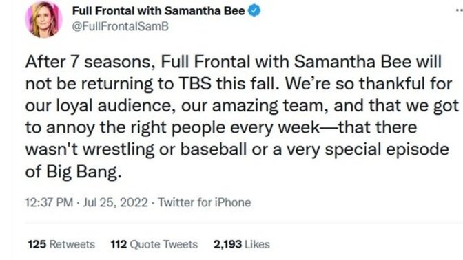 Will you miss Full Frontal with Samantha Bee?