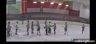 Just follow the goalie in green, first in line for his team