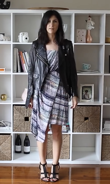 Which of her outfits look best? Which of her outfits pair better with her leather jacket?
