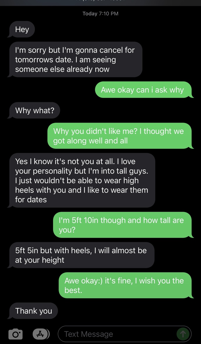 Girl from tinder rejected me because of my height. How do I get over this low blow?