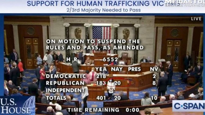 20 Republicans Vote For Human Trafficking. Are you voting for these Republicans?