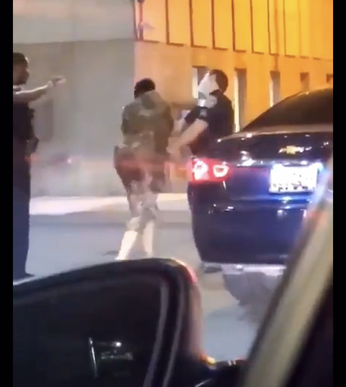 This lady punched a cop twice and got knocked out. Did she deserve it?
