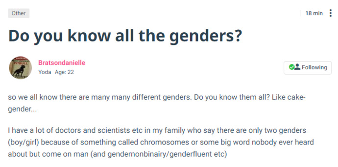 Do you know all the genders?