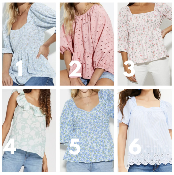 Which of these blouses looks best for going casually daily?
