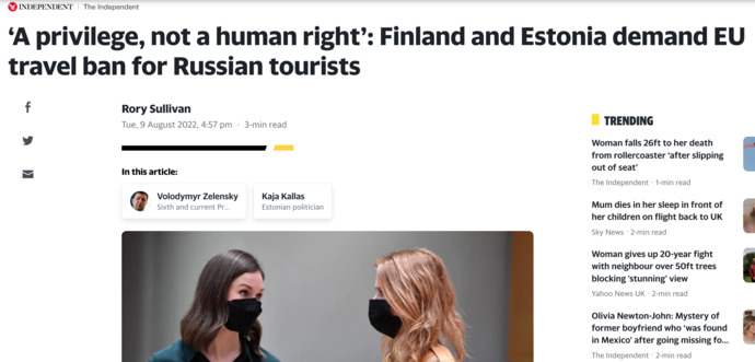 Should western countries ban Russian tourists?