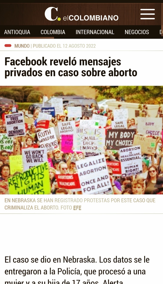 Should Facebook reveal information about women who abort or want to abort?