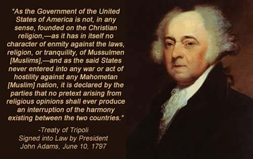 Not according to the Treaty of Tripoli