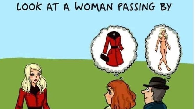 Hello everyone! Whenever you see a pretty woman walking down the street, do you agree with the picture? Yes/no?