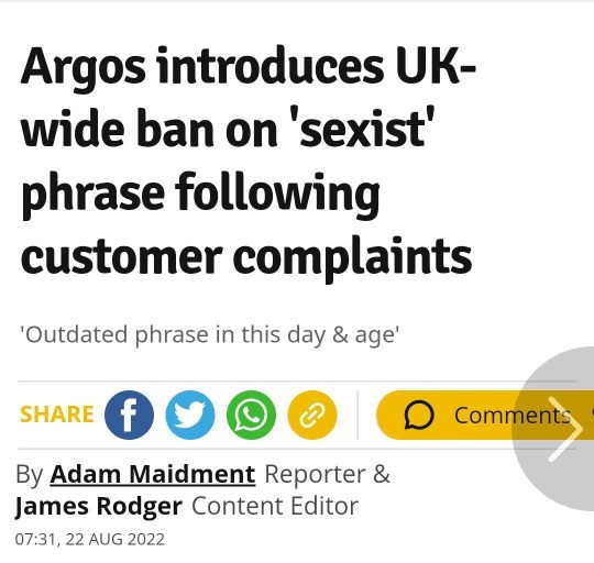 Do you find the phrase two-man delivery sexist or offensive?