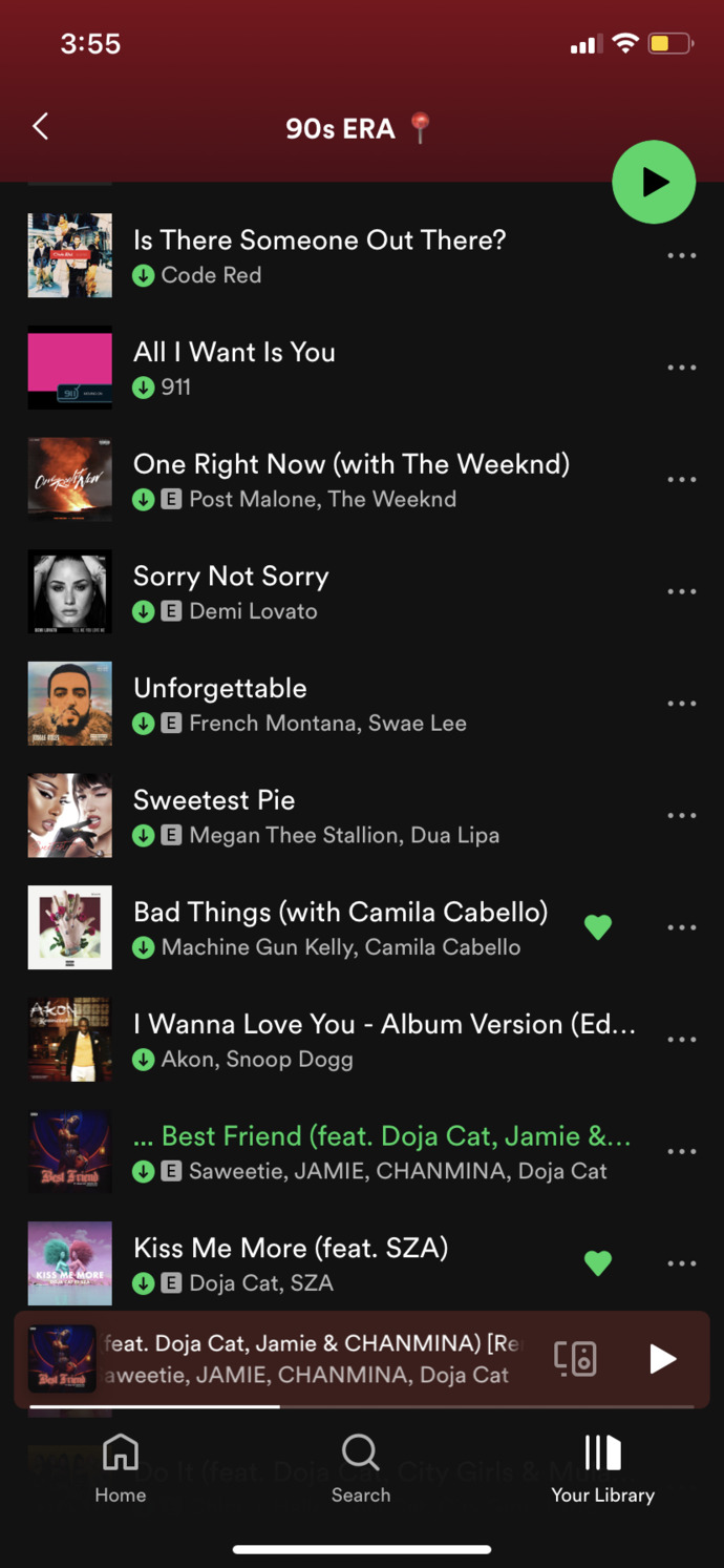 What are the first 10 songs to pop up when you put your playlist on shuffle?