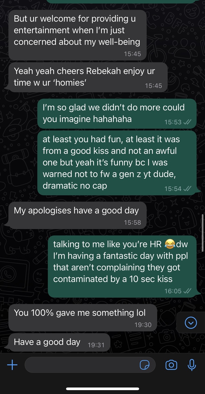 Would you be able to forgive a girl for speaking to you in this way or you’d be turned off (she’s the green)?