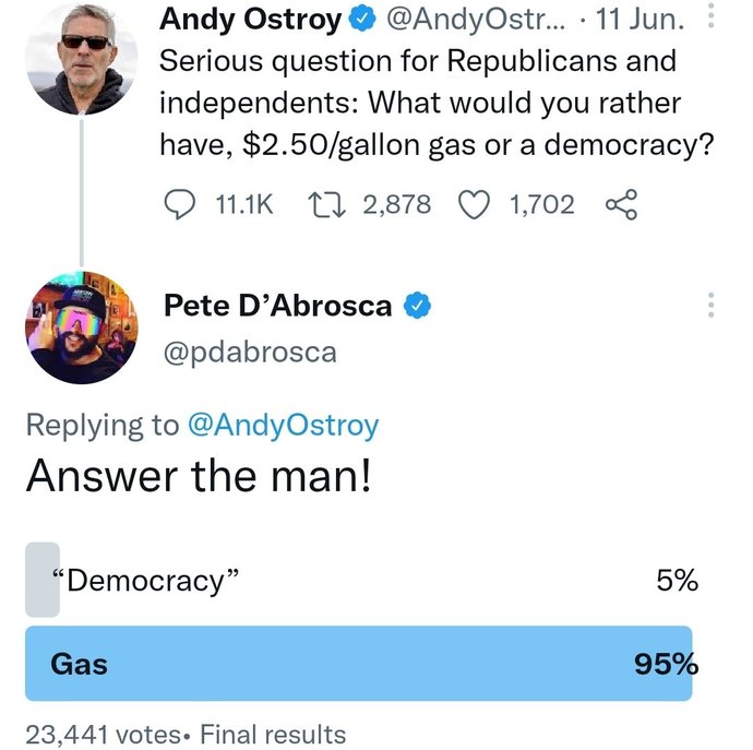 Would you rather cheap gas or democracy?