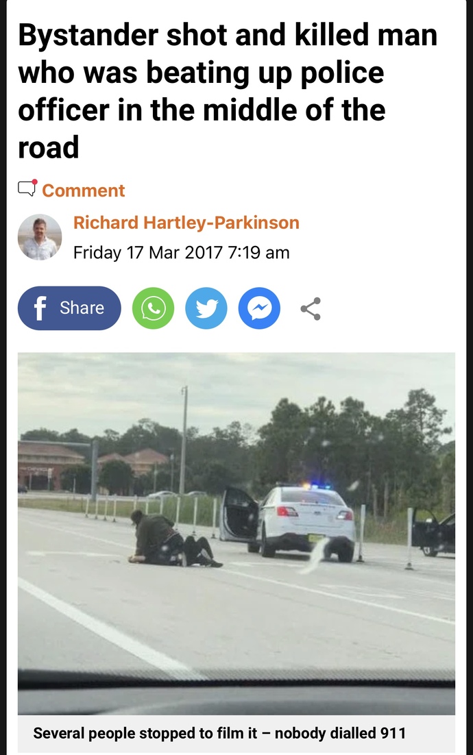 If you witnessed a police officer in need of help, would you help him or her?