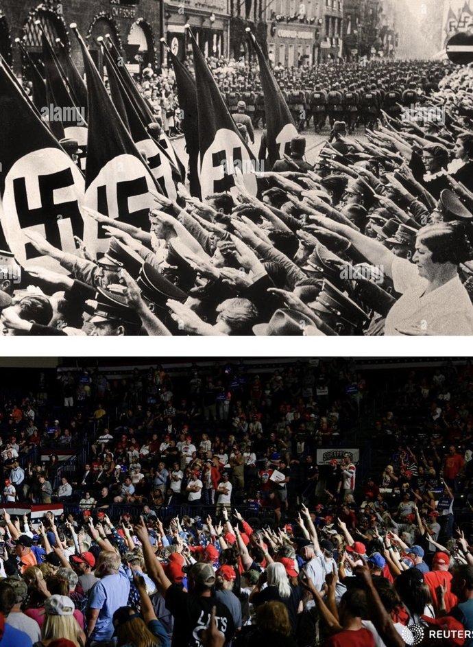 Are Trump supporters doing the Nazi salute now?