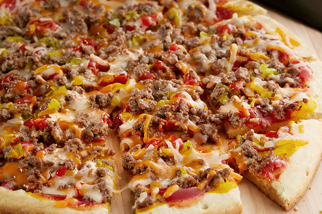 The best of both worlds: Cheeseburger Pizza! No pickles or tomatoes on mine, thanks.
