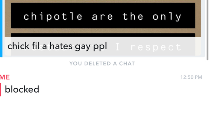Was I right to block this person because he told me that Chick-fil-A hates gay people?