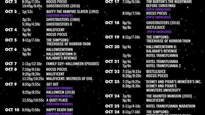 Have you seen Freeform's new 31 Night's of Halloween schedule?