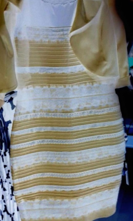 What color do you see this dress? yellow-white or black-blue?