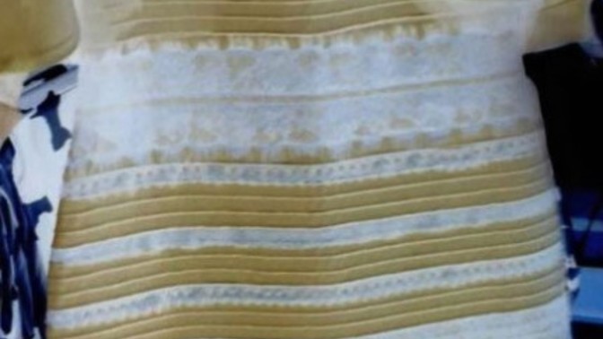 What color do you see this dress? yellow-white or black-blue?