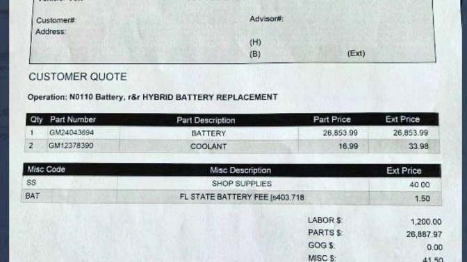 $29,000 to replace batteries in Chevy Volt. Would you buy electric car?