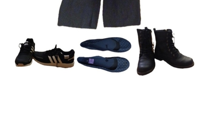 Which pair of shoes goes best with this jumpsuit?