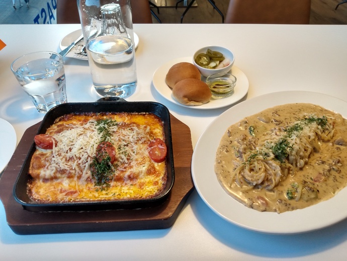 Korean Lasagna & Beef Pasta (I ordered one to go home with, but they didn't wrap it up.)