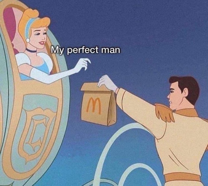 When a man brings me food or feeds me 𤣠Iām weak! Say no more, sir!