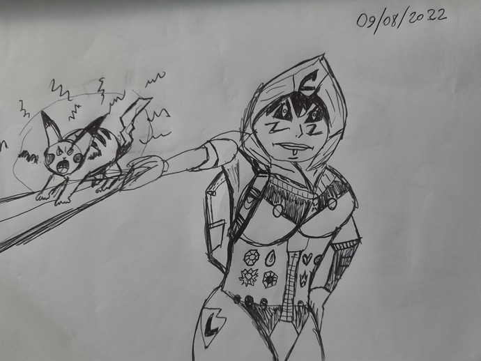 "Ash Apex Ketchum." Clearly everyone can see my drawing is WAY better! Look at the Poke Ball titties!