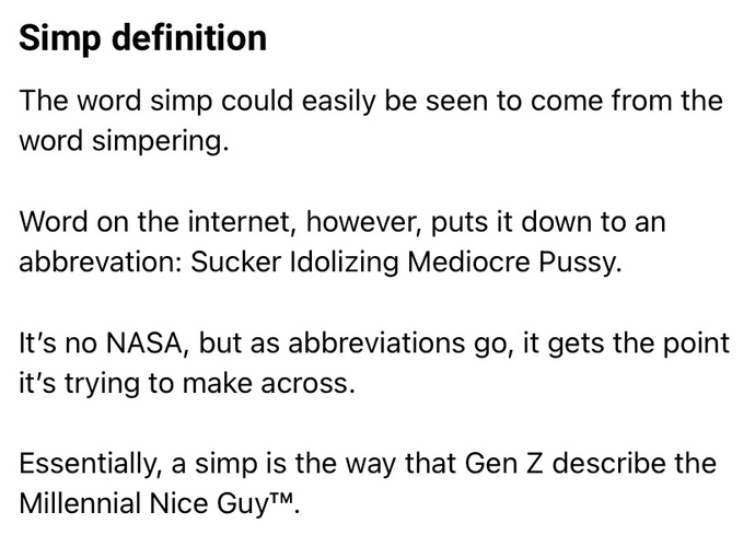 Ladies, are you attracted to “simps”? Guys, what’s the difference between a simp and a gentleman? Which one are you/are you not?