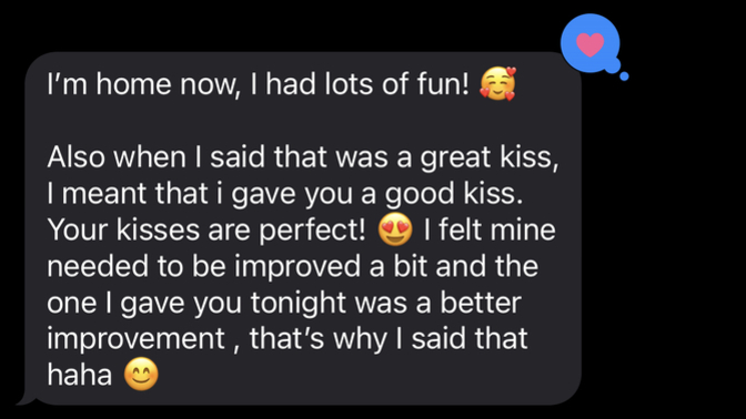 My boyfriend sent me this sweet message; How do we both improve our kissing skills?
