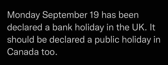 Is September 19 will be a bank holiday in Canada too?