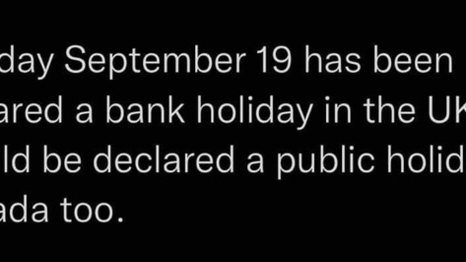 Is September 19 will be a bank holiday in Canada too?